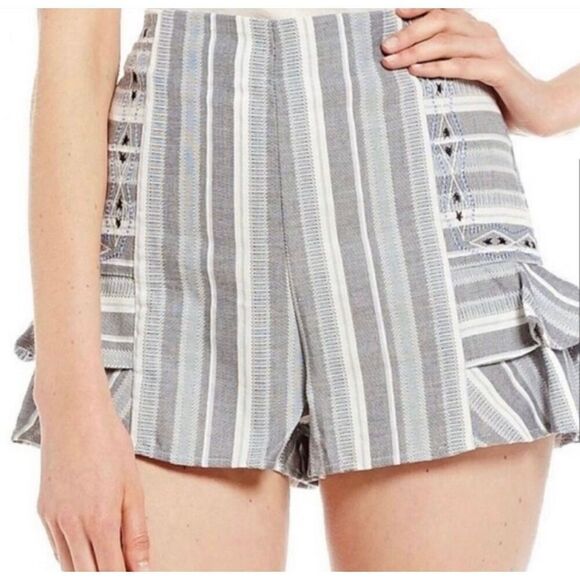 Womens Anthropologie Gianni Bini Striped Emb High Waisted Shorts - Sz S - Picture 4 of 7